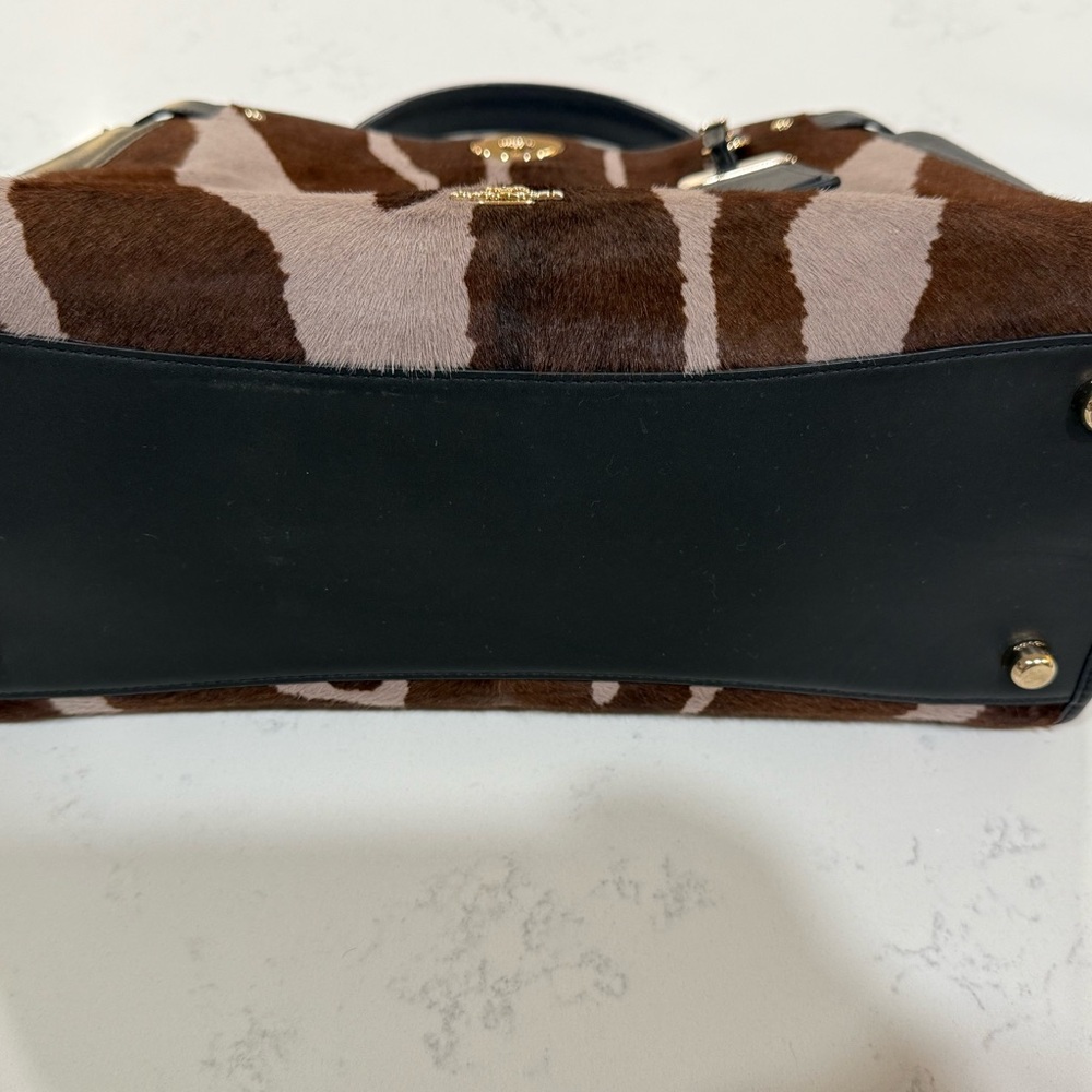 Coach Gramercy Leather & Zebra Print Dyed Calf Hair Tote Bag - Picture 4 of 9